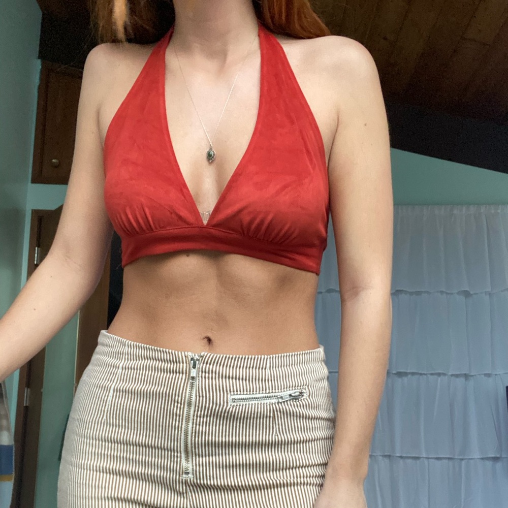 Suede crop top bralette